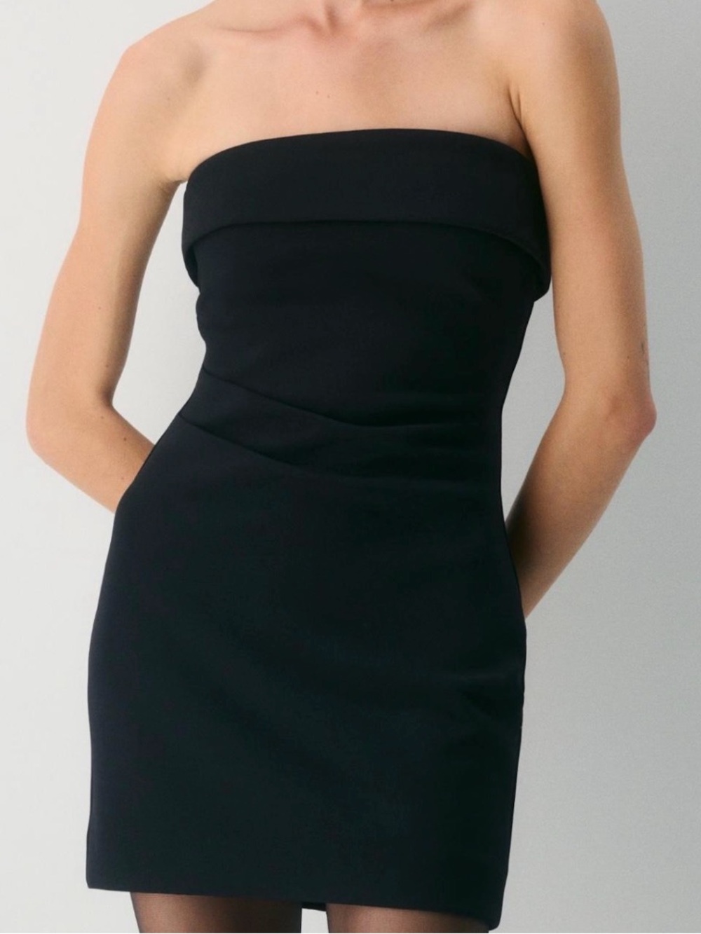 Babaton Black Strapless Mini Dress
